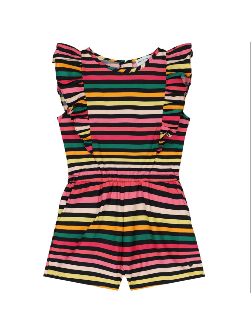 SONIA RYKIEL PARIS Girls 12 CASSANDRE Playsuit STRIPED RAINBOW Ruffle ROMPER